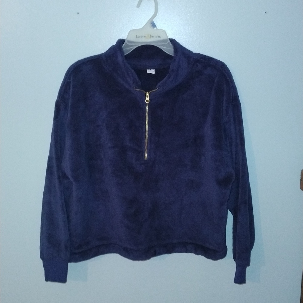 Navy Blue cropped sweater 1/4 zip